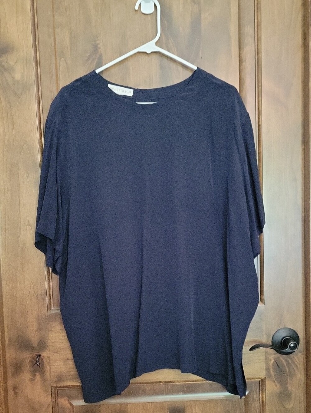 Jones New York Women's Navy Round-Neck "Silk" 2X Blouse